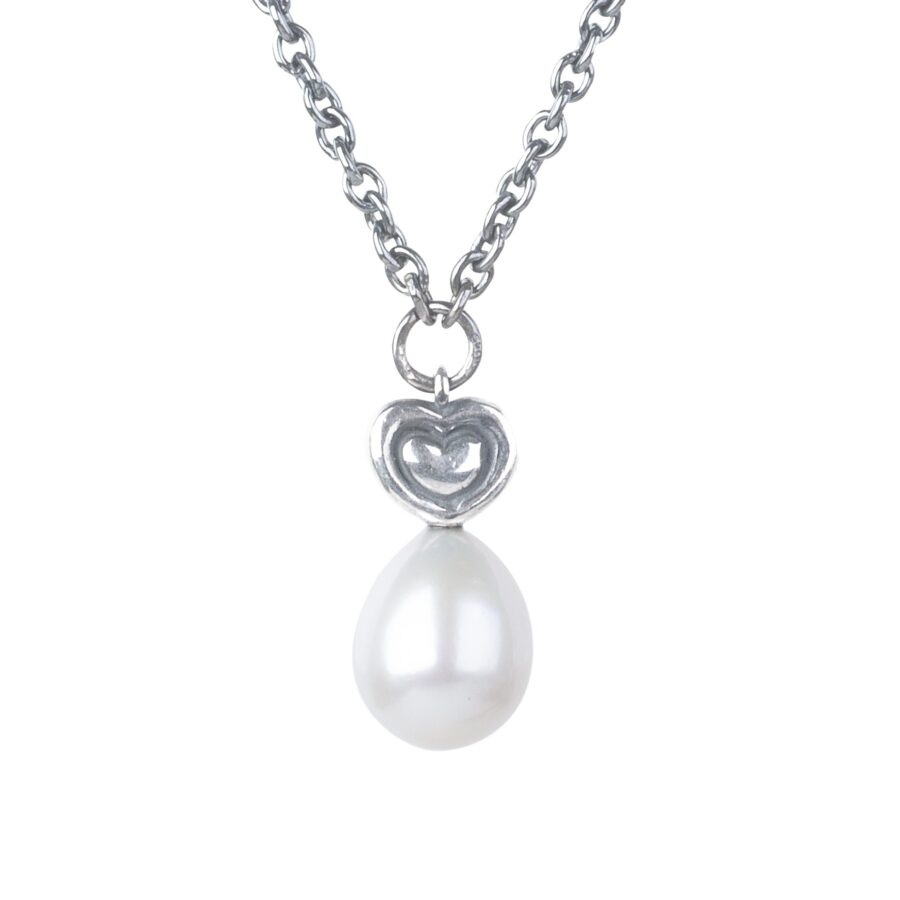 Collana Cuore con Perla, 90 cm