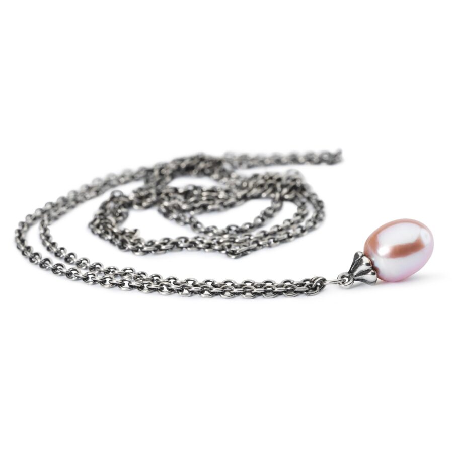 Collana d'Argento con Perla Rosa 90 CM